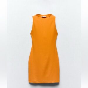 Zara Women's Orange Sleeveless Dress